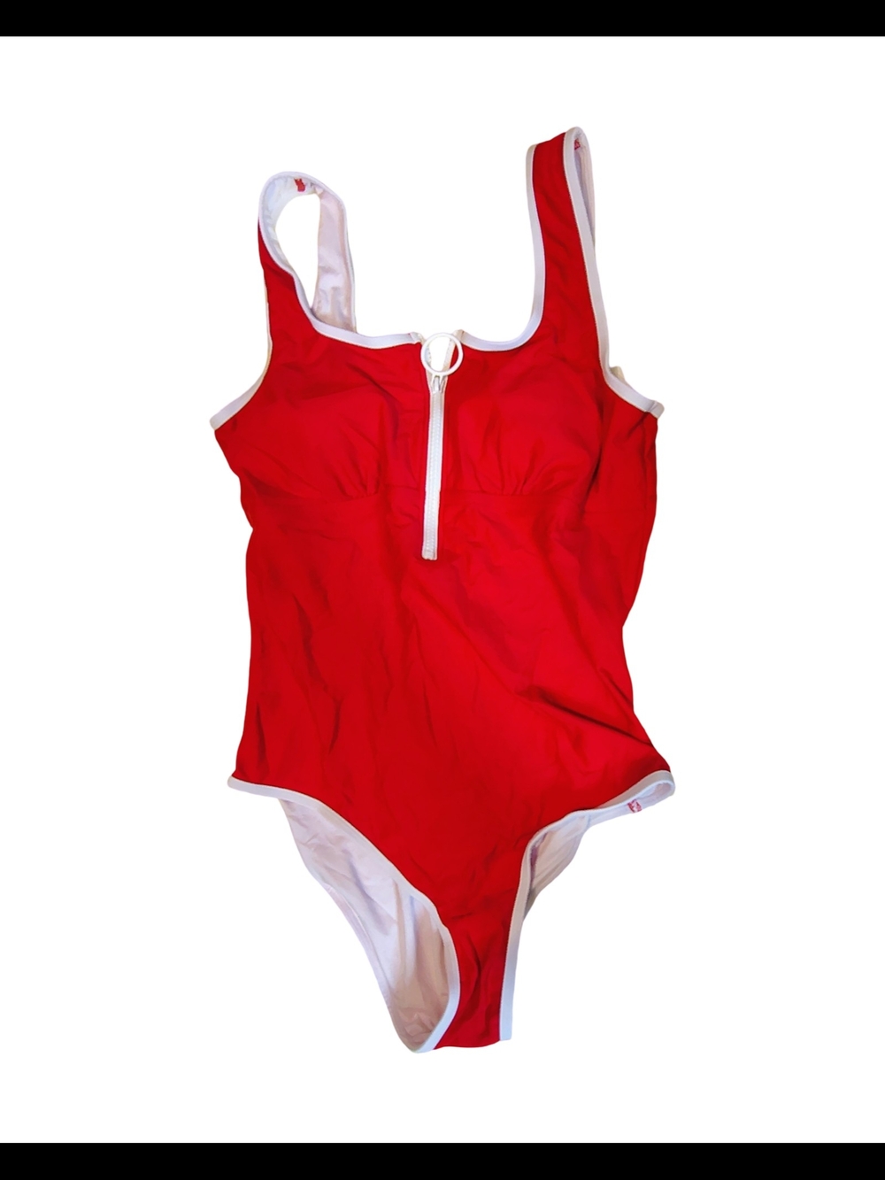 Red One-Piece Swimsuit with Front Zip - Picture 3 of 5